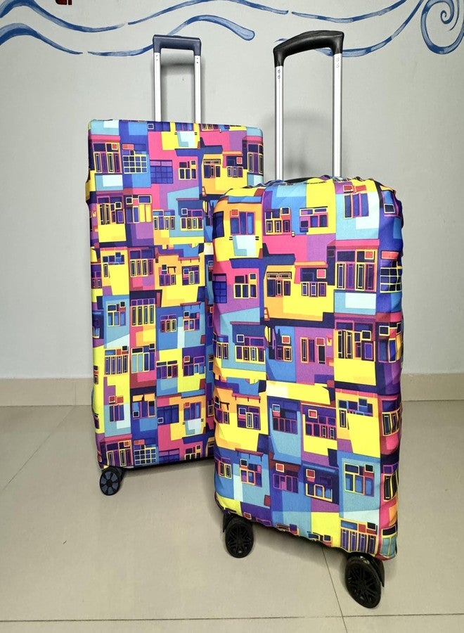 NT CREATION Stretchable Polyester Printed Luggage Cover for Trolley Bag Protective Suitcase Cover Dust and Scratch Resistant Travel Use (MONTEN-L) - Image 4