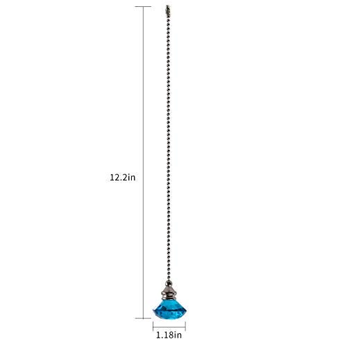 LONGSHENG Ceiling Fan Pull Chain Set - 2 pieces Light Blue Diamond Fan Pull Chains 20 Inch Ceiling Fan Chain Extender with Chain Connector Home Wedding Decor Ornament Pendant - Image 4