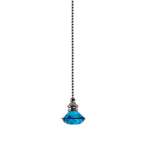 LONGSHENG Ceiling Fan Pull Chain Set - 2 pieces Light Blue Diamond Fan Pull Chains 20 Inch Ceiling Fan Chain Extender with Chain Connector Home Wedding Decor Ornament Pendant - Image 5