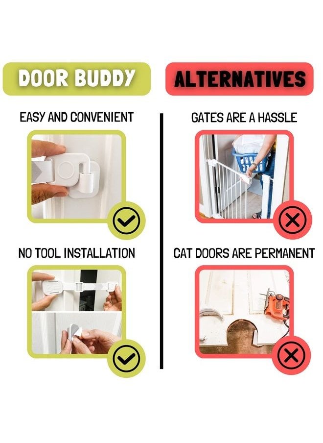 Door Buddy - Adjustable Baby Proof Door Strap for Cats - Caramel. No Need for Cat Gate or Baby Gate with Pet Door. Child Proof Door to Cat Litter Box Room. Simple Cat Door Interior Door Alternative. - Image 1