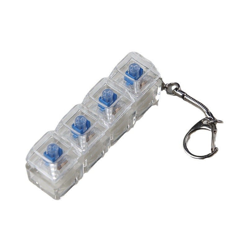 PC fully transparent material decompression shaft tester press sound crisp 2 holes 3 holes 4 holes key chain with light transparent cap 4-hole transparent with light * 1 
