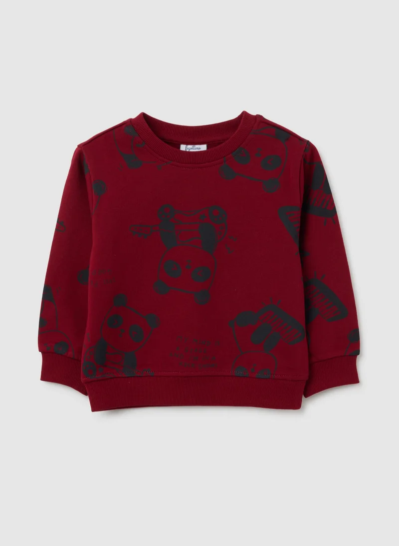 او في اس REGULAR FIT PURE COTTON RED CHILDREN'S SWEATSHIRT