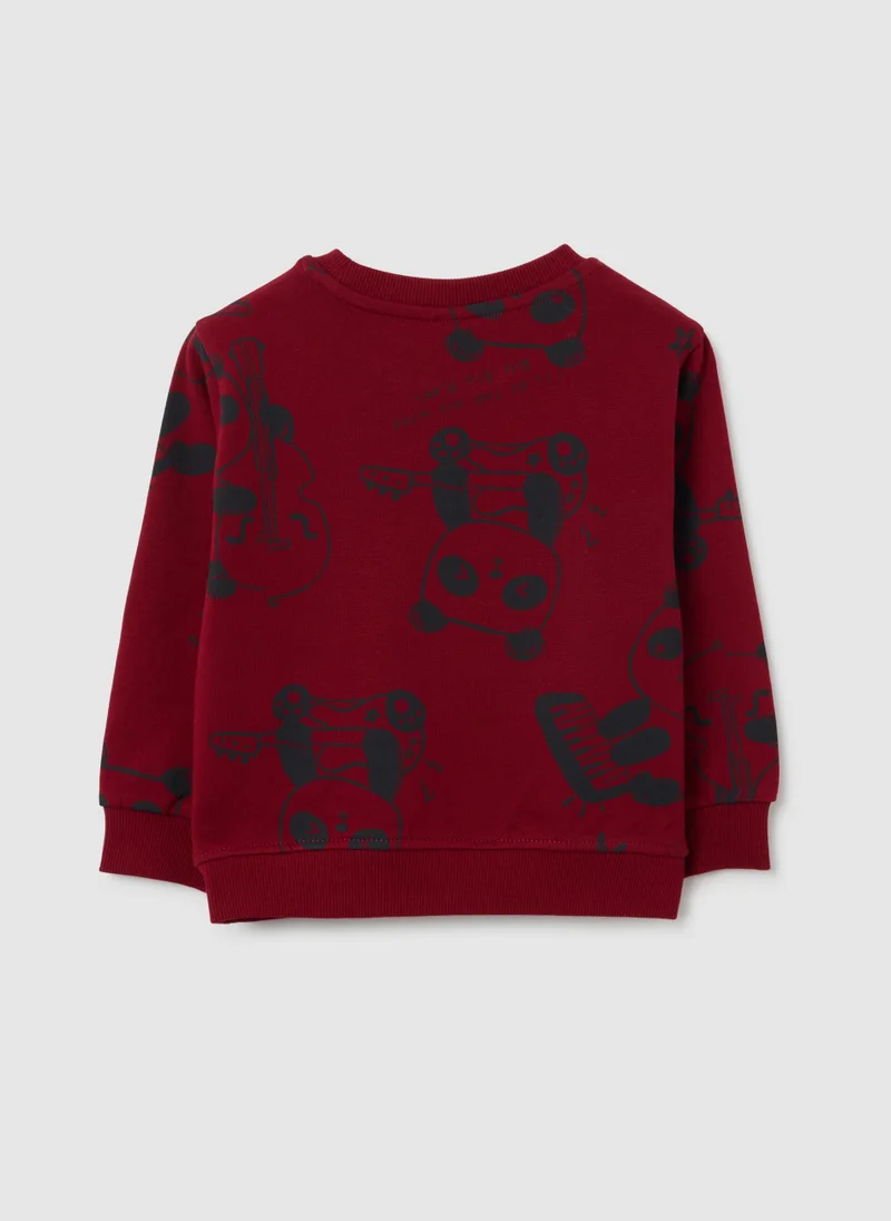 او في اس REGULAR FIT PURE COTTON RED CHILDREN'S SWEATSHIRT
