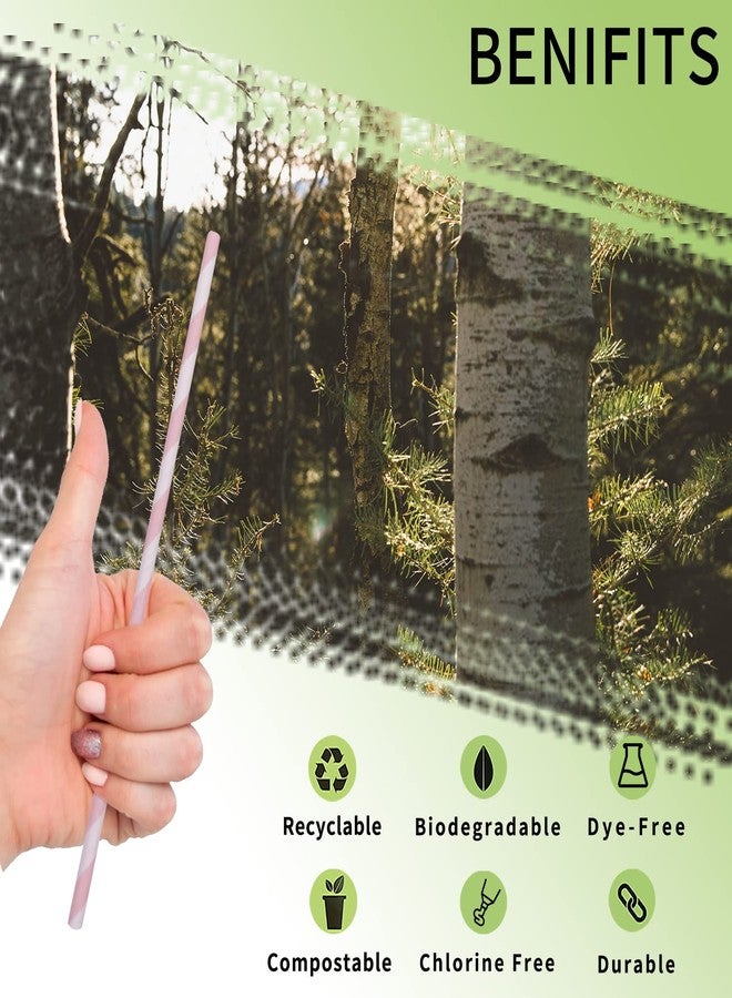 DingZan Cute Pink Striped Paper Straws, 100 Pack Pink and White Drinking Straws for Cake Pop Sticks, Princess Party Wedding Decoration - 100% Biodegradable - Image 3