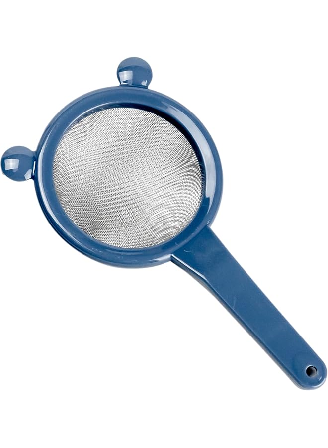 كويزين أرت مصفاة من البولي بروبيلين، 10 سم، مصنوعة من شبكة من الفولاذ المقاوم للصدأ مع مقبض من البولي بروبيلين لتصفية المطبخ بكفاءة، لون أزرق لينش