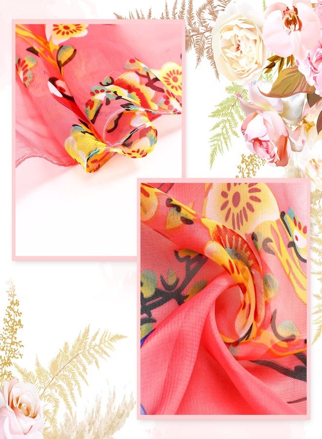 Sureio 6 Pcs Scarves for Women Lightweight Summer Floral Print Pattern Scarf for Women Dressy Long Thin Scarf Shawl(Elegant Style) - Image 4