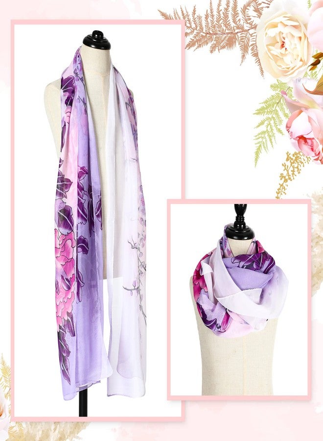 Sureio 6 Pcs Scarves for Women Lightweight Summer Floral Print Pattern Scarf for Women Dressy Long Thin Scarf Shawl(Elegant Style) - Image 3