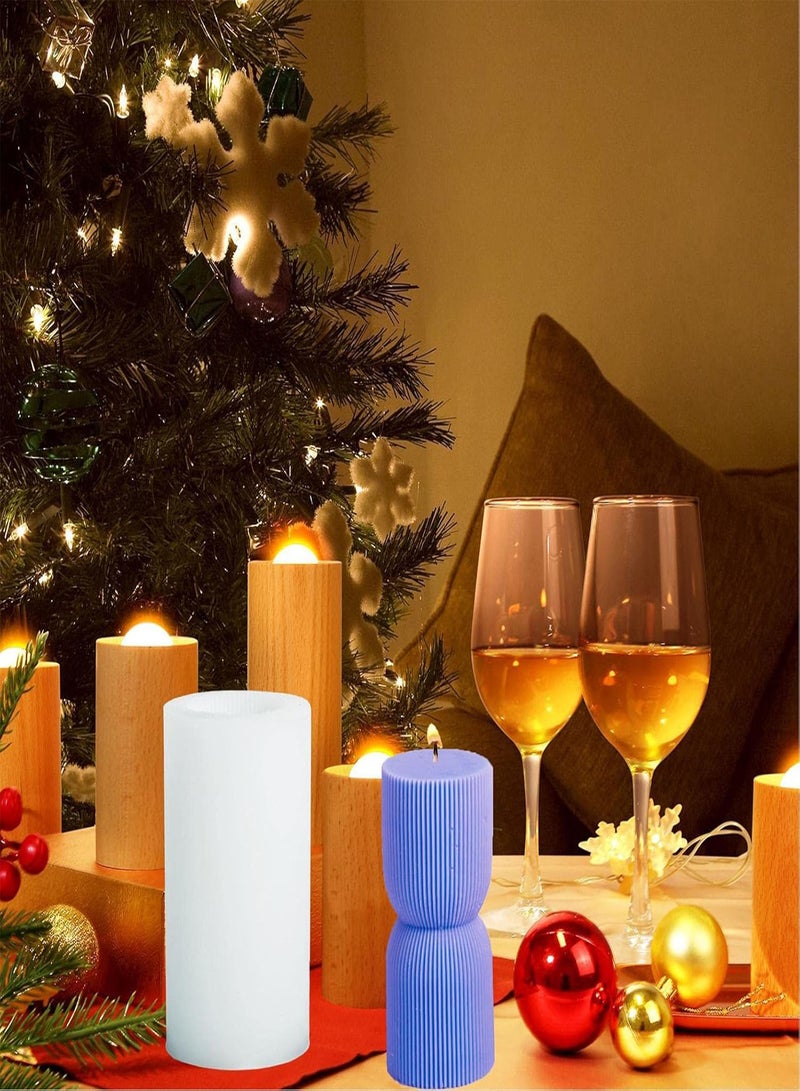 GGOOT Pillar Candle Molds,3D Stripe Candle Molds | Stripe Pillar Candle Mold, Pillar Silicone Mold For Aromatherapy Candle Soap Making Home DéCor - Image 3