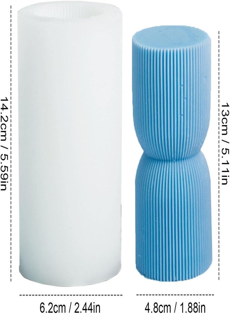 GGOOT Pillar Candle Molds,3D Stripe Candle Molds | Stripe Pillar Candle Mold, Pillar Silicone Mold For Aromatherapy Candle Soap Making Home DéCor - Image 4