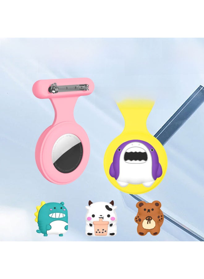 Generic - Suitable For Apple For Apple AirTag Positioning Anti-lost Silicone Protective Cover Brooch Snap Children Cute Pin-Color:Black + White-Applicable Model:Q11-2-G4 - Image 1