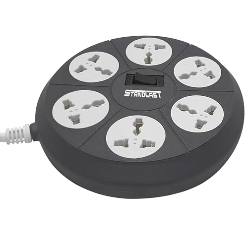 STANDLAST 6-Socket Extension Board | 5 Meter Surge Protector & 10A Spike Guard | 240V Heavy Duty Extension Cord | Universal Socket Power Strip for Home,Office,TV, PC & Appliances - Grey - Image 1