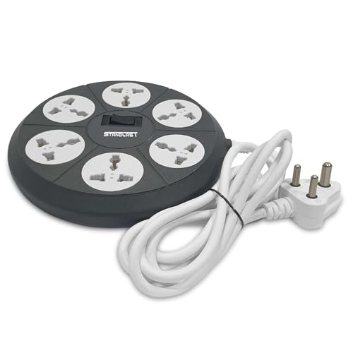STANDLAST 6-Socket Extension Board | 5 Meter Surge Protector & 10A Spike Guard | 240V Heavy Duty Extension Cord | Universal Socket Power Strip for Home,Office,TV, PC & Appliances - Grey - Image 2
