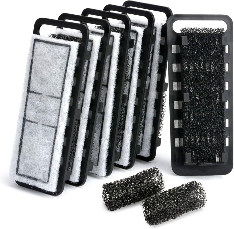 NICREW Slim Aquarium Filter Cartridges 6 pcs with Intake Sponges 2 pcs - Image 1