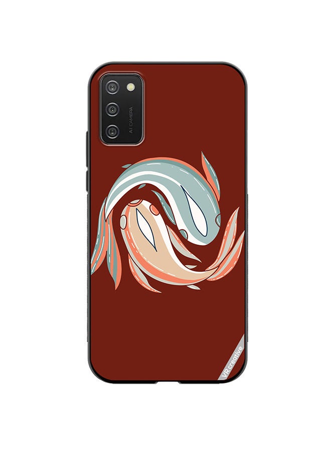 VR CREATIVE Protective Case Cover For Samsung Galaxy A03s Japanese Stylized Colored Fish In Orange And Blue Design Multicolour - Image 1