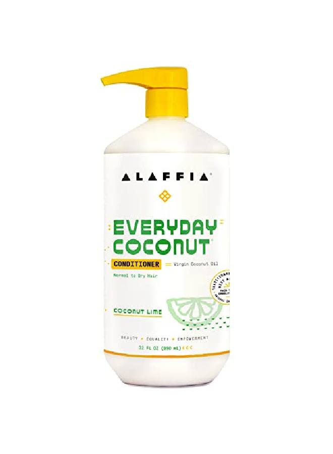 Alaffia Everyday Coconut Conditioner Normal To Dry Hair Moisturizing Support Of Scalp And Hair With Ginger Coconut Oil And Shea Butter Fair Trade Coconut Lime 32 Fl Oz - Image 2