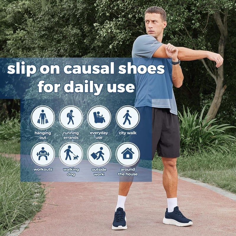 Men's Slip on Shoes Sneakers Wide Width, Lightweight and Breathable Mens Wide Slip on Shoes Max Cushioning - Image 4