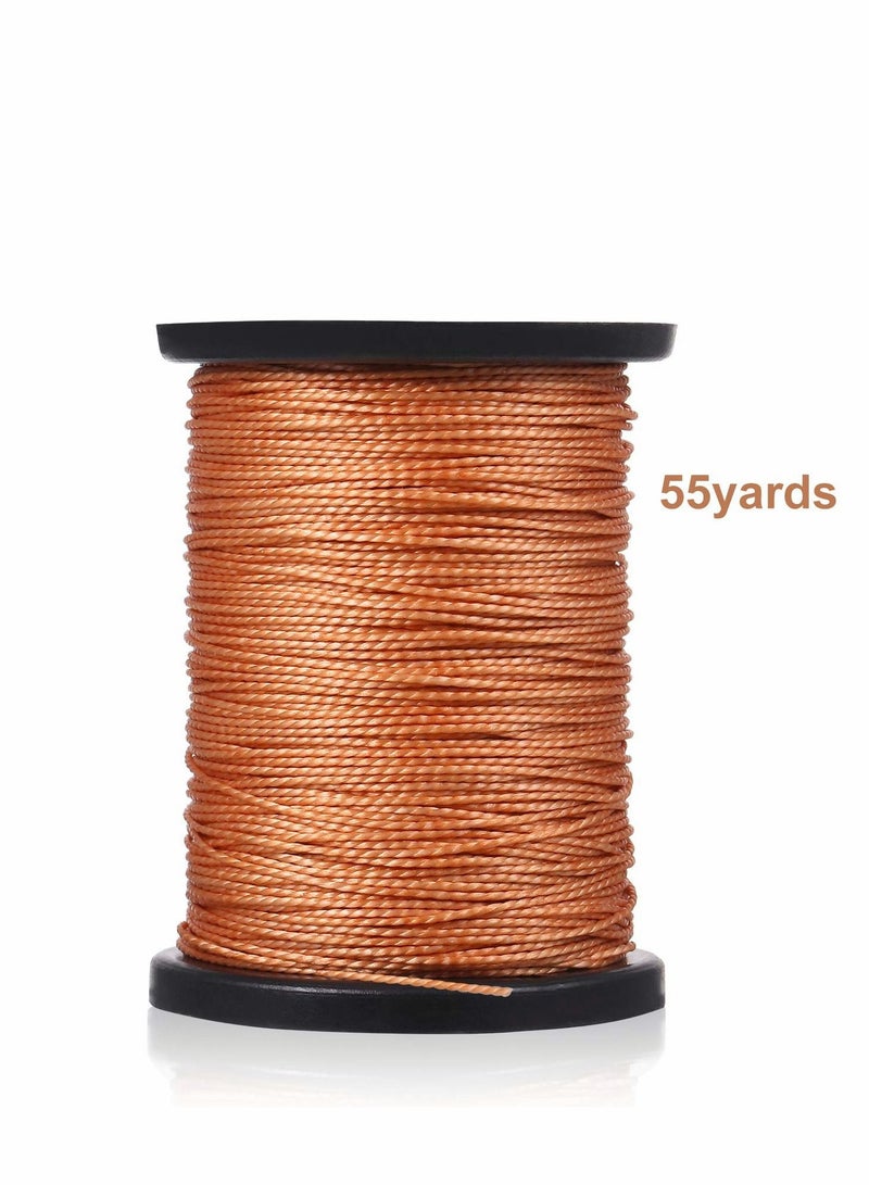 Canvas Leather Sewing Awl Needle with Copper Handle, 50 m Nylon Cord Thread and 2 Pieces Thimble for Handmade Leather Sewing Tools Shoe and Leather Repair, 6 Pieces - Image 3