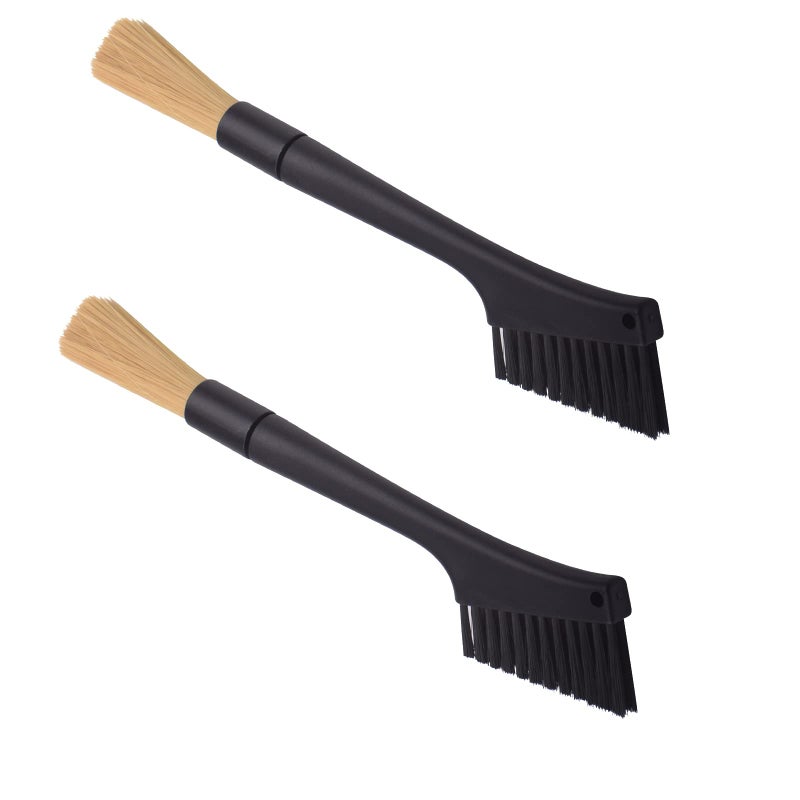 Tsinghwang 2 Pack Coffee Machine Cleaning Brush Dual Purpose Dusting Espresso Grinder Brush Black Polypropylene PET Bristles