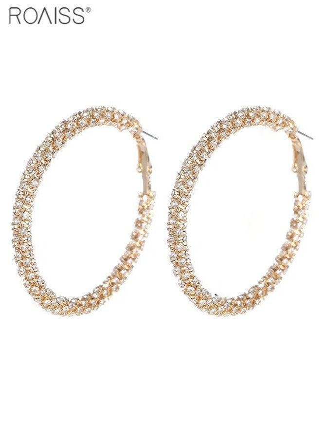 roaiss 1 Pair of 5cm Fully Drilled Large Earrings Exquisite Design Fashion Versatile Party Shiny Big Earrings Exaggerated Party Pairing with Gift Earrings  - Image 5