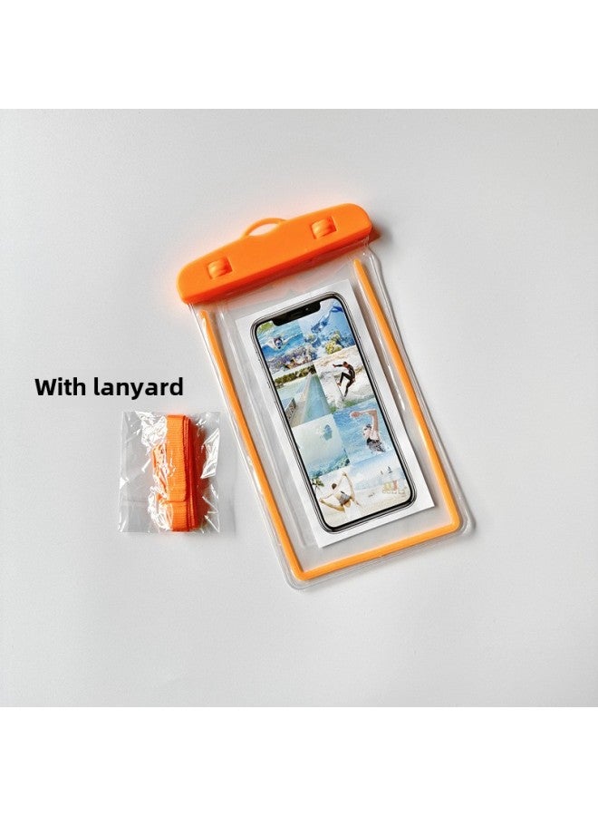 general Mobile Phone Waterproof Bag Touch Screen Printable Logo Outdoor Swimming Drifting Transparent Luminous Airbag Mobile Phone Waterproof Bag-Color:Luminous Model-Size:Orange - Image 5
