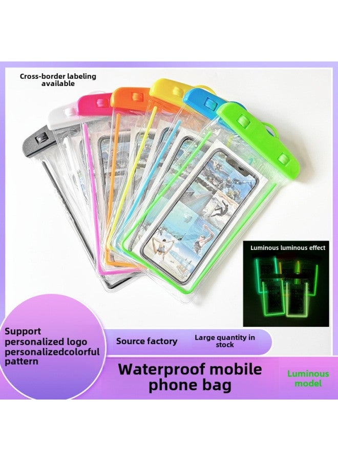general Mobile Phone Waterproof Bag Touch Screen Printable Logo Outdoor Swimming Drifting Transparent Luminous Airbag Mobile Phone Waterproof Bag-Color:Luminous Model-Size:Orange - Image 2