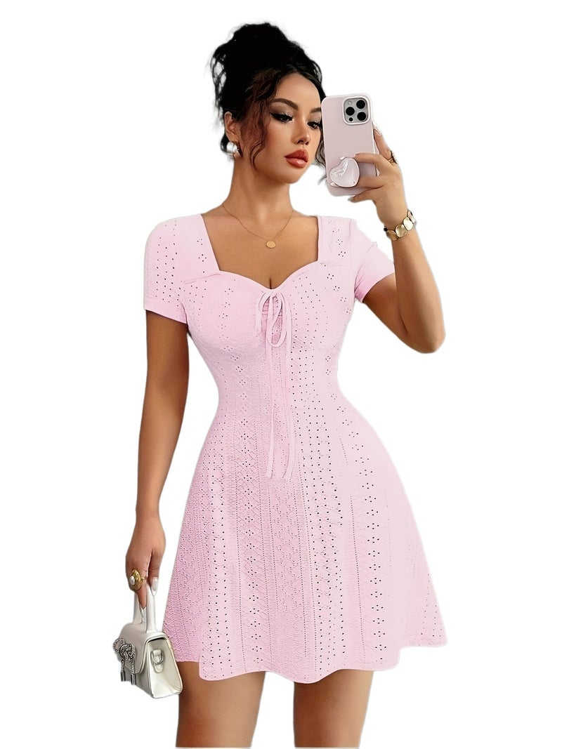 Women'S Summer Jacquard Sexy Slim Fit Mini Dress - Image 5