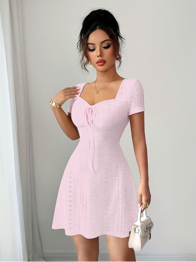 Women'S Summer Jacquard Sexy Slim Fit Mini Dress - Image 4