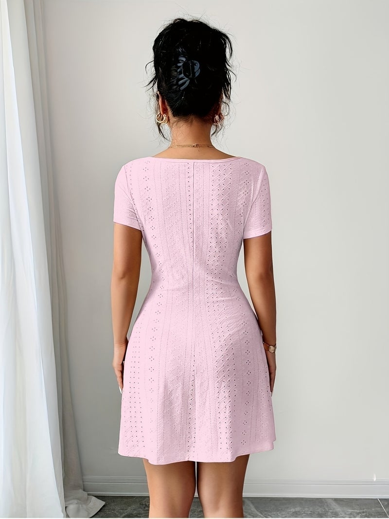 Women'S Summer Jacquard Sexy Slim Fit Mini Dress - Image 2