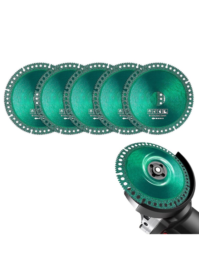 Barakah 4 Inch Indestructible Discs for Grinder, 5Pcs Diamond Cutting Wheels for Glass, Wood, Stone, Metal, Ceramic Tile - Image 1