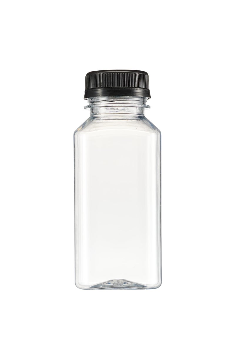 GUSTO [8 oz. - 25 Count Reusable Plastic Juice Bottles With Caps, Labels, Brush, and Silicone Funnel - Clear plastic Bottles with Caps, Juice Containers with lids, for All Beverages - Image 2