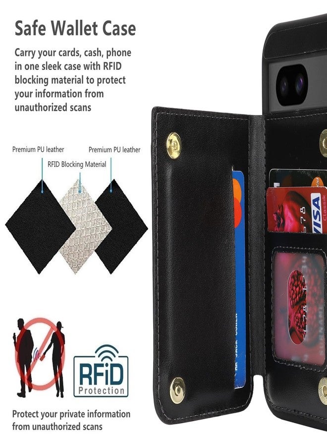 iCoverCase Compatible with Google Pixel 8a Case with Card Holder, Wallet Phone Case for Women Men [RFID Blocking] PU Leather Protective Wallet Case for Pixel 8a (Black) - Image 4