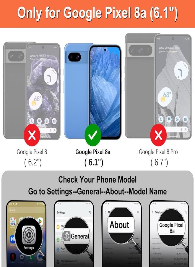 iCoverCase Compatible with Google Pixel 8a Case with Card Holder, Wallet Phone Case for Women Men [RFID Blocking] PU Leather Protective Wallet Case for Pixel 8a (Black) - Image 2