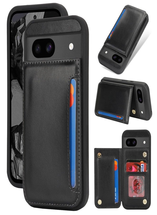 iCoverCase Compatible with Google Pixel 8a Case with Card Holder, Wallet Phone Case for Women Men [RFID Blocking] PU Leather Protective Wallet Case for Pixel 8a (Black) - Image 1