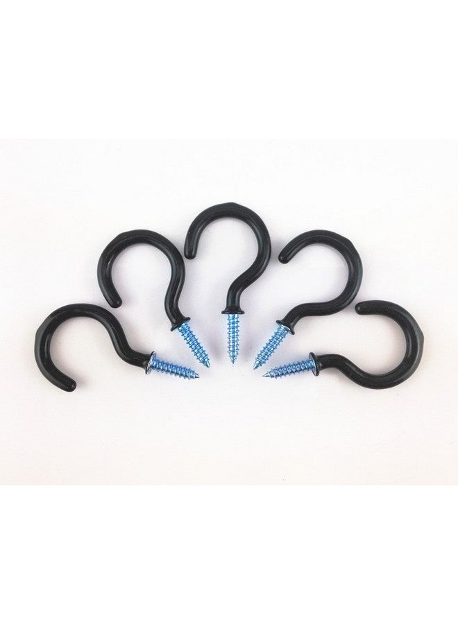 Yueton Yueton 50pcs Vinyl Coated Screw-in Ceiling Hooks Cup Hooks (Black)  - Image 2