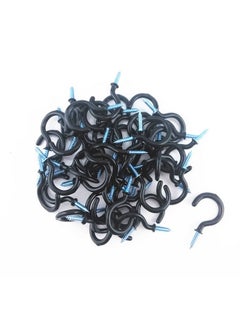 Yueton Yueton 50pcs Vinyl Coated Screw-in Ceiling Hooks Cup Hooks (Black)  - Image 1