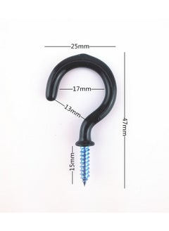 Yueton Yueton 50pcs Vinyl Coated Screw-in Ceiling Hooks Cup Hooks (Black)  - Image 3