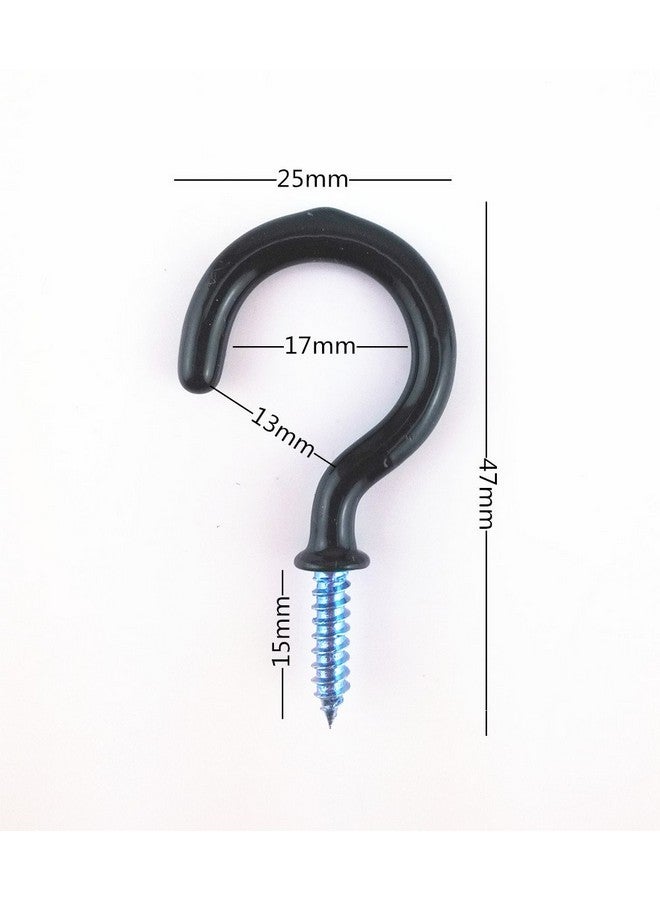 Yueton Yueton 50pcs Vinyl Coated Screw-in Ceiling Hooks Cup Hooks (Black)  - Image 3