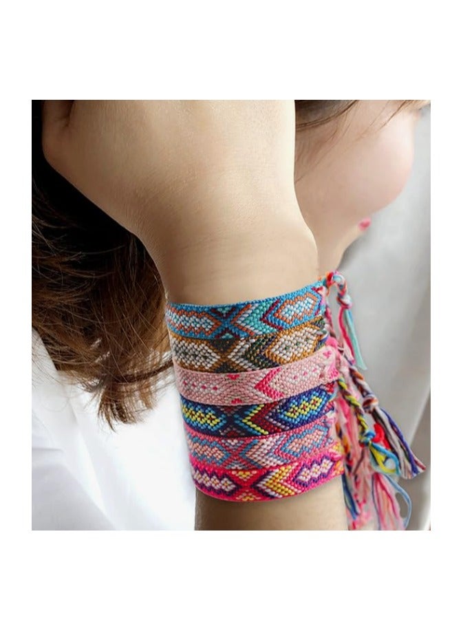 6 Pcs Nepal Woven Friendship Bracelets Handmade Braided String Adjustable Bulk Bracelet for Women Kids Girls - Image 2
