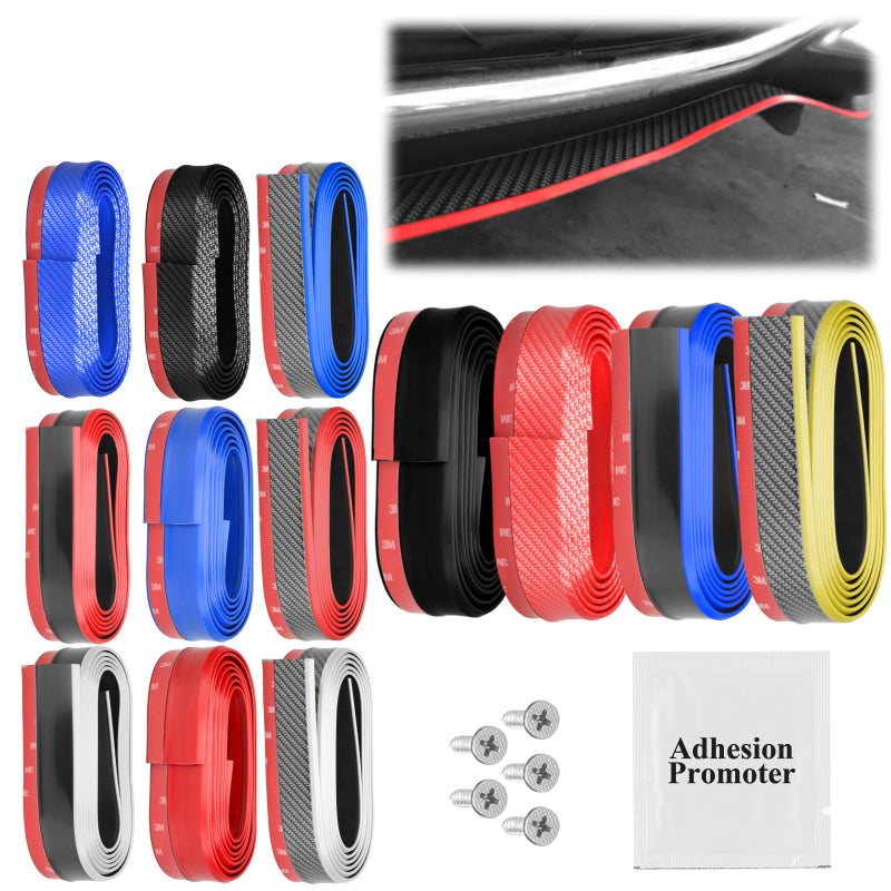 EZAUTO WRAP Universal Black PU Rubber Front Bumper Lip Splitter Spoiler Chin Body Air Wing Kit 8FT