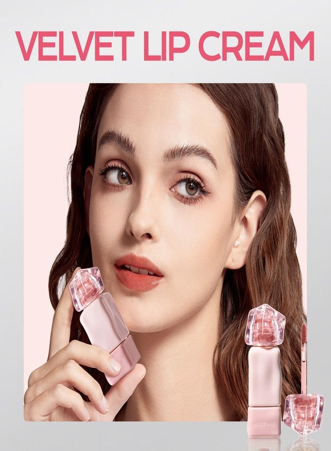 Mistine Makeup Velvet Lip Gloss Matte Lip Cream Liquid Lipstick Softening with Hyaluronic Acid Lip Tint, Non-Sticky Lightweight Lip Color V02 Pink Crush Limited Edition 0.1 fl oz - Image 3