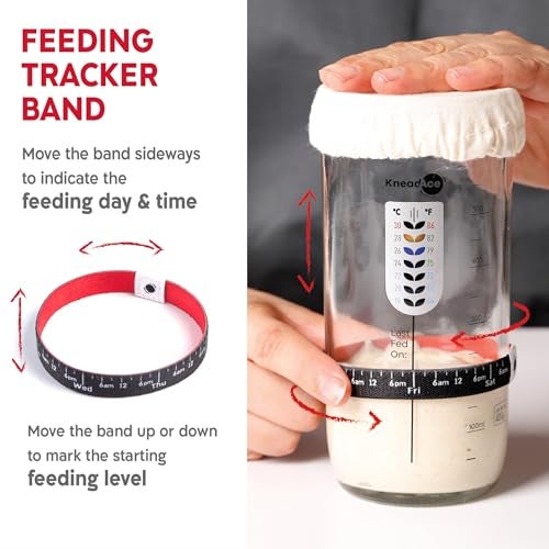 KneadAce Sourdough Starter Kit – 24oz Starter Jar, 2 Cotton Rope Banneton Proofing Baskets, Magnetic Bread Lame for Scoring – Gift for Bakers & Complete Sourdough Bread Baking Set - Image 5