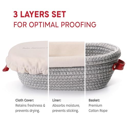 KneadAce Sourdough Starter Kit – 24oz Starter Jar, 2 Cotton Rope Banneton Proofing Baskets, Magnetic Bread Lame for Scoring – Gift for Bakers & Complete Sourdough Bread Baking Set - Image 2