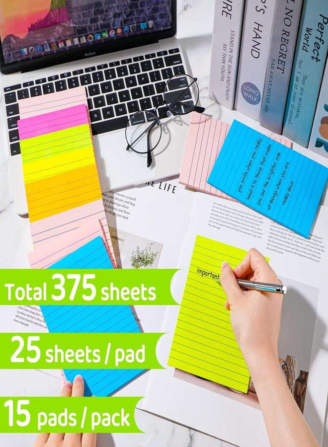 vipstar (15 Pads) Lined Sticky Notes 4x6 in Post, 7 Bright Colors with Lines Self-Stick Note Pad it, Strong Adhesive, Big Rectangular Sticky Pads for Office, Home, School, Meeting - Image 3