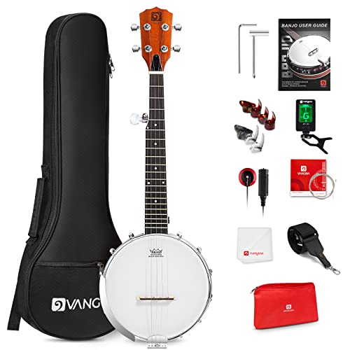 Vangoa 5 String Banjo 26 Inch, MINI Travel Banjo Beginner Kit with Remo Head, Open Back & Closed Solid Back with beginner Kit, Comfortable Carrying Bag - Image 1
