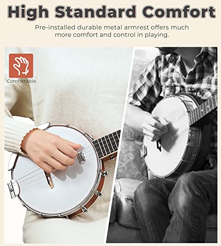 Vangoa 5 String Banjo 26 Inch, MINI Travel Banjo Beginner Kit with Remo Head, Open Back & Closed Solid Back with beginner Kit, Comfortable Carrying Bag - Image 4