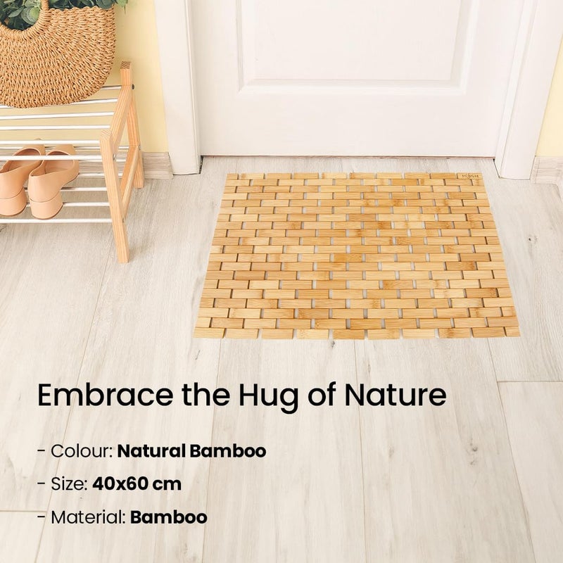Mush حصيرة خشبية من الخيزران موش حصيرة باب حصيرة أرضية لغرفة المعيشة مطبخ حصيرة أرضية مصنوعة من خشب الخيزران العضوي المقاوم للماء مع وسادات سيليكون غير قابلة للانزلاق 40 60 - Image 2