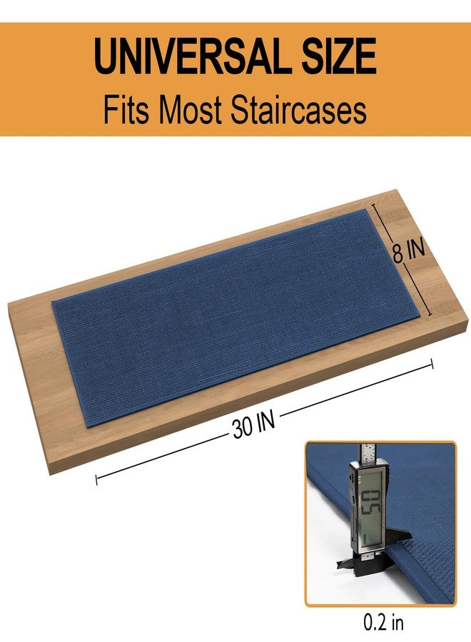 SUMLANS Stair Treads Carpet for Wooden Steps with Non Slip Rubber Backing, 100% Polyester Soft Stairs Resistant Indoor Skid Runner Safety Rugs for Kids Elders and Pets (4, Dark Blue, 30" * 8") - Image 3