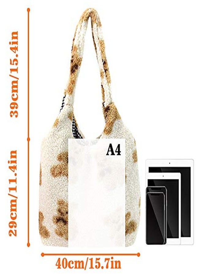 AISI Women Ladies Cute Bear Plush Shoulder Bag Large Tote Handbag Purse Faux Fur Shopping Dating Bag - Image 2