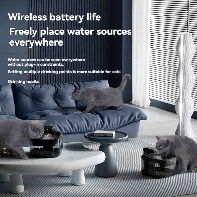 304 stainless steel cat water dispenser charging unplugged circulating water pet automatic dog water dispenser 3.2 white charging standard version [5000mAh] - Image 3