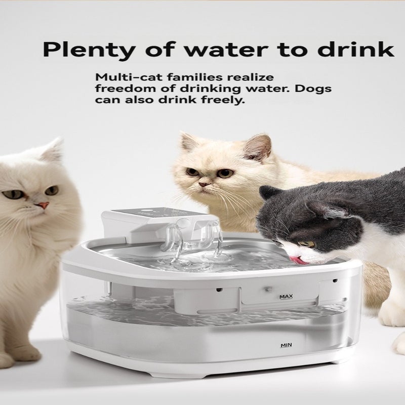304 stainless steel cat water dispenser charging unplugged circulating water pet automatic dog water dispenser 3.2 white charging standard version [5000mAh] - Image 4